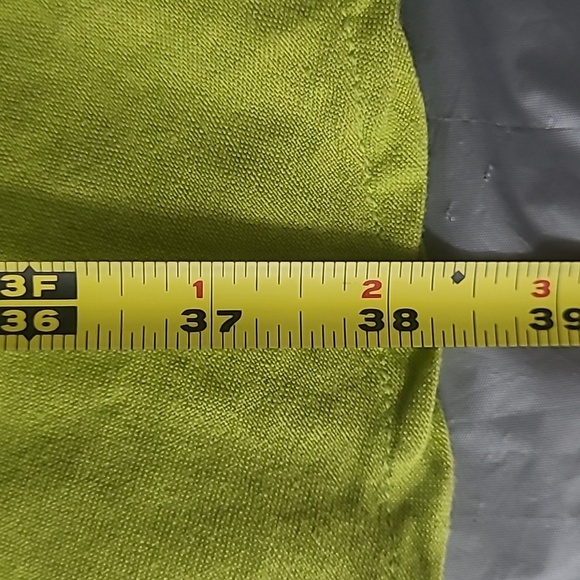 A Line Skirt Linen Blend Lime Green Lined Zippered Classic Colorful Light & Airy - Picture 6 of 7